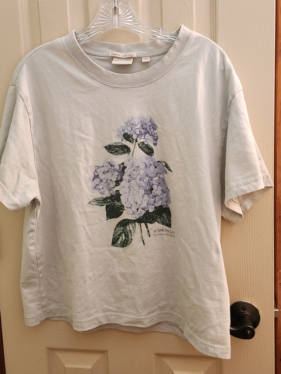 Scotch & Soda Tops - Scotch & Soda Pale Green Hydrangea Graphic Tee Botanical Boho